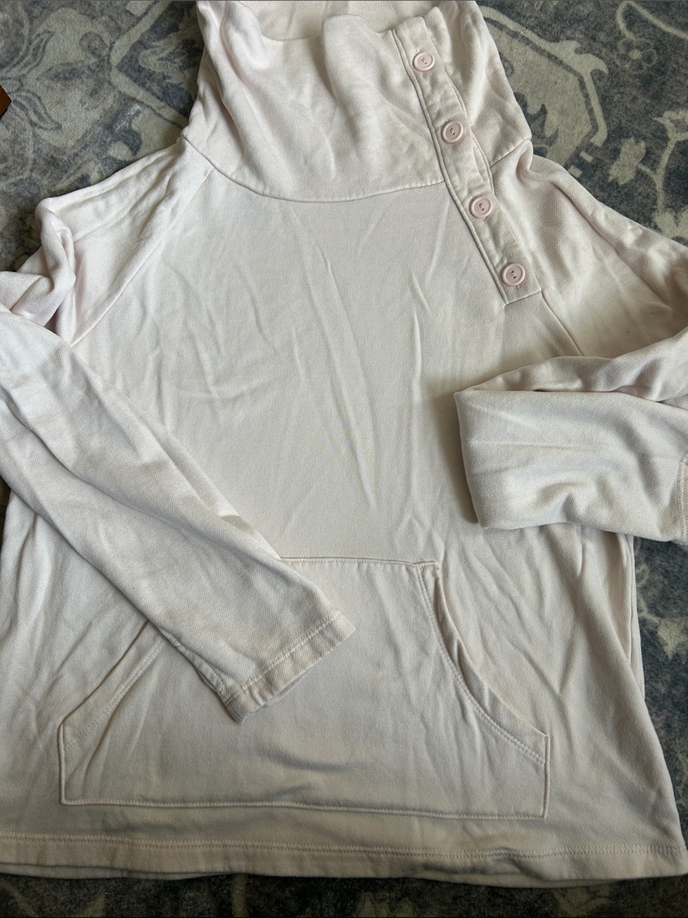 Gibson Light Pink Cowl Neck Button-Shoulder Sweater